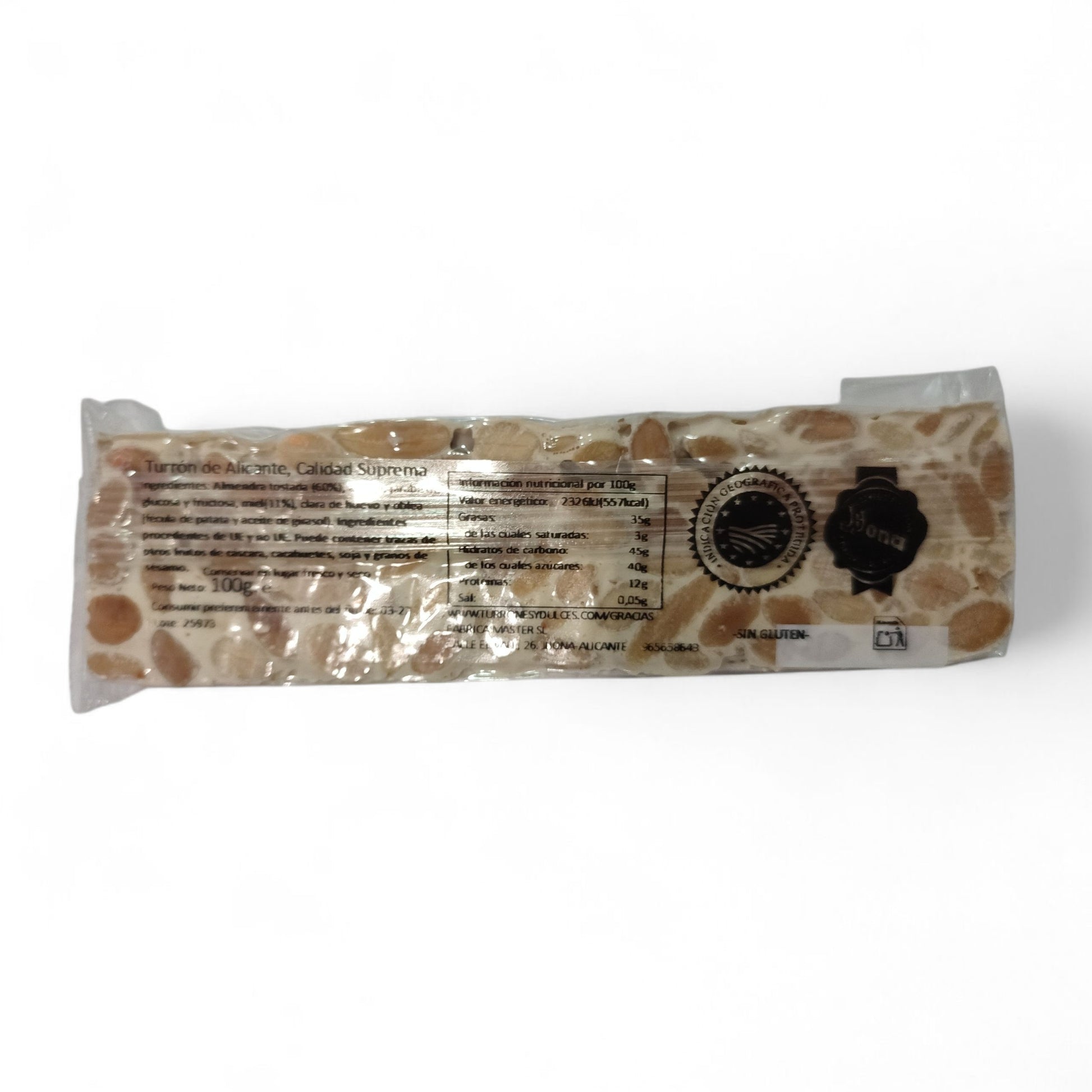 descripción del turrón de alicante de 100 g