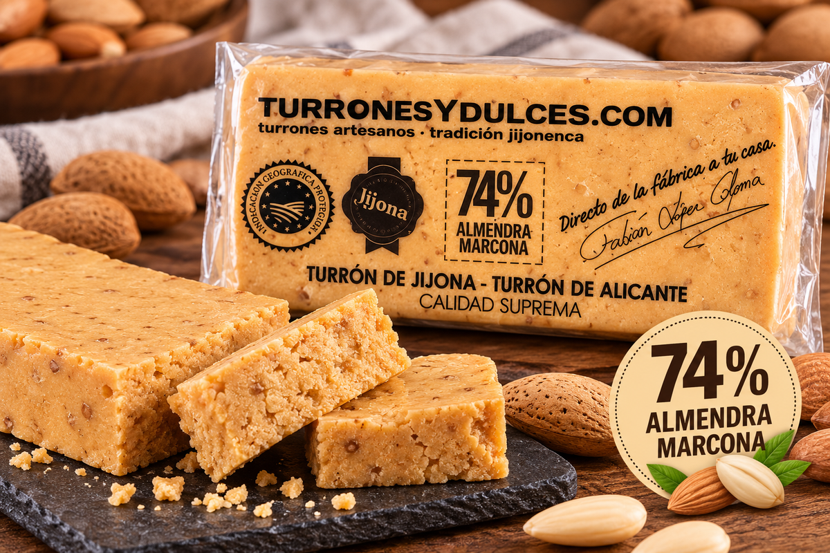Turrón de Jijona 74% almendra Marcona 300 g