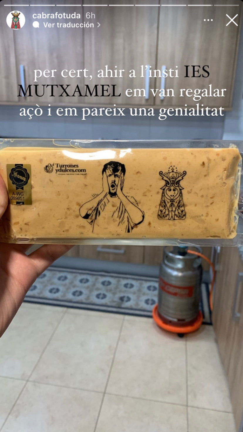Ejemplo real de turrón personalizado para comercio