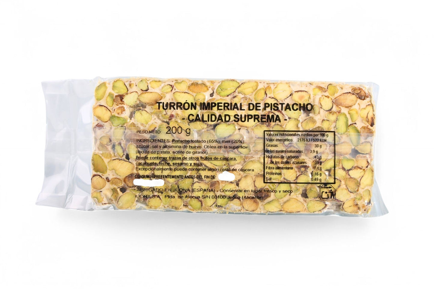 Turrón duro de pistacho a la sal, 200gr
