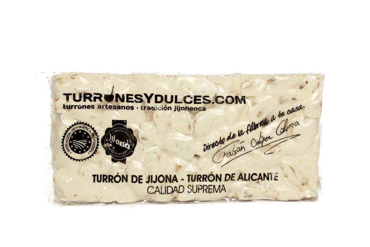 Turrón Alicante Artesano formato 200 gramos - tableta dura protegida por la Denominación de Origen