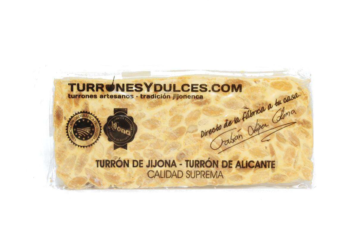 Turrón Alicante Artesano formato 200 gramos - tableta dura protegida por la Denominación de Origen