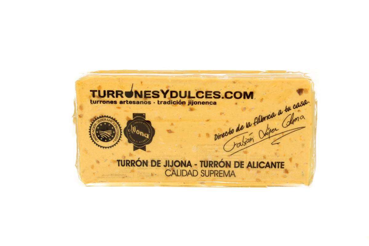 Turrón Jijona 500 g (blando), tableta grande conocida como barra catalana