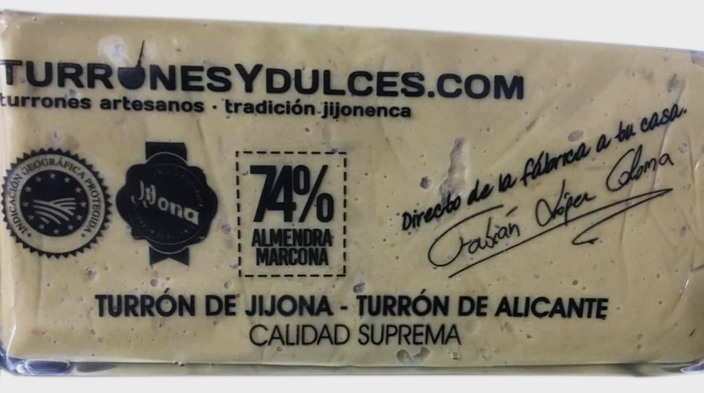 Turrón de Jijona con 74% de Almendra Marcona NACIONAL, el máximo porcentaje - Edición Gourmet 300 gramos