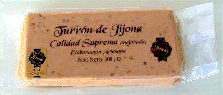 Turrón Jijona 500 g (blando), tableta grande conocida como barra catalana
