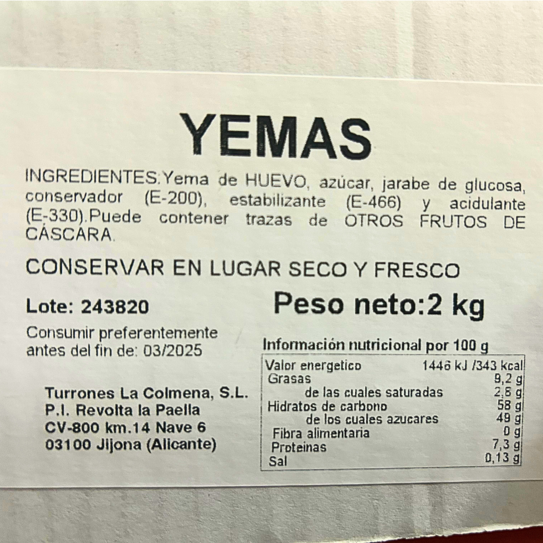 INGREDIENTES Y TABLA NUTRICIONAL